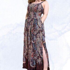 Birds of North American paisley maxi dress XS Anthropologie
